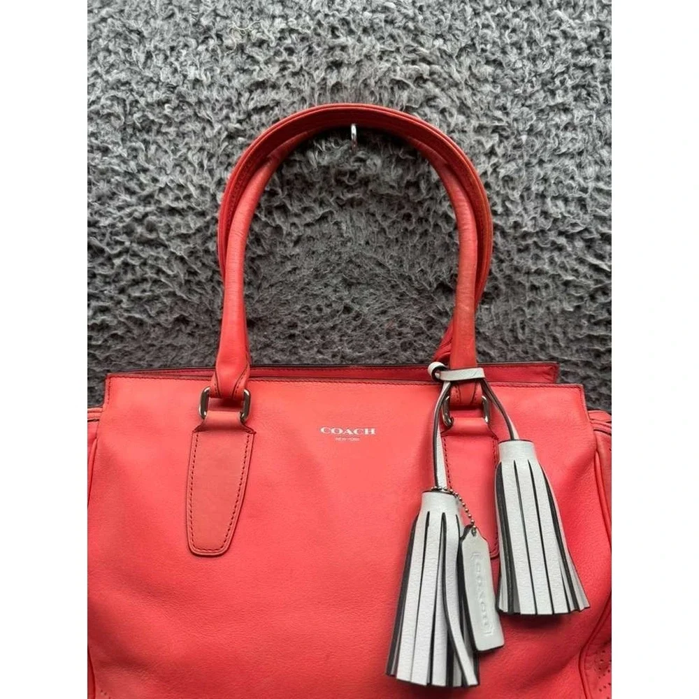 Coach Restored Legacy Perforated Leather Candace Carryall Tote Bag Coral 22390 - Picture 3 of 14